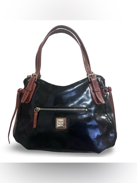 Dooney & Bourke Handbags - Dooney & Bourke Nina Black Patent Leather Large Satchel